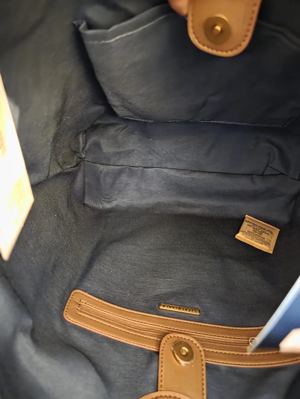NWT Steve Madden LG  spade navy cherry embroidered tote with brown trim